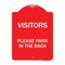 Signmission Visitors Please Park in the Back, Red & White Aluminum Architectural Sign, 18" x 24", RW-1824-22719 A-DES-RW-1824-22719 - alternate 1